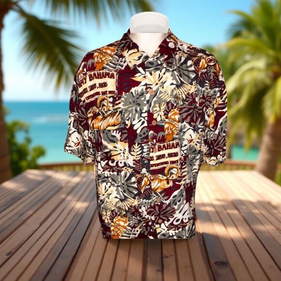 Tommy Bahama Rayon Hawaiian Birds Button Up Shirt Size Large #13 - Picture 1 of 7